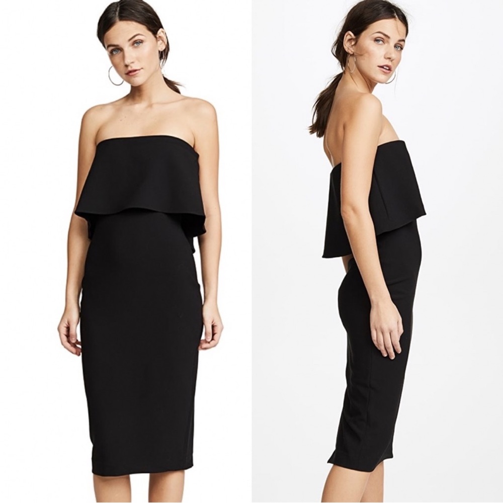 NWT Revolve Likely Driggs Black Strapless Bodycon Midi Dress Multi Way